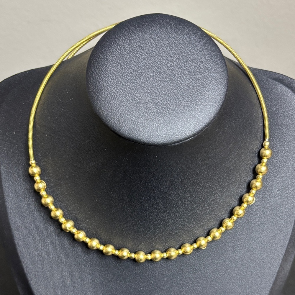 Cable Elegant Gold Beaded Necklace One Size